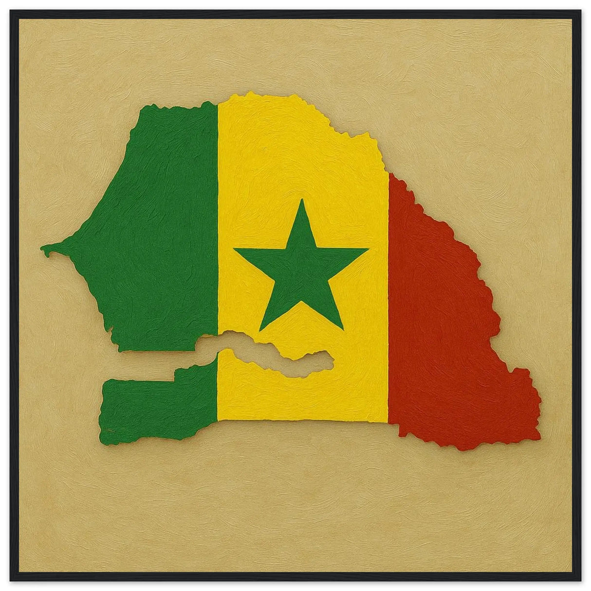 Cadre drapeau sénégal bois finition élégante décoratif