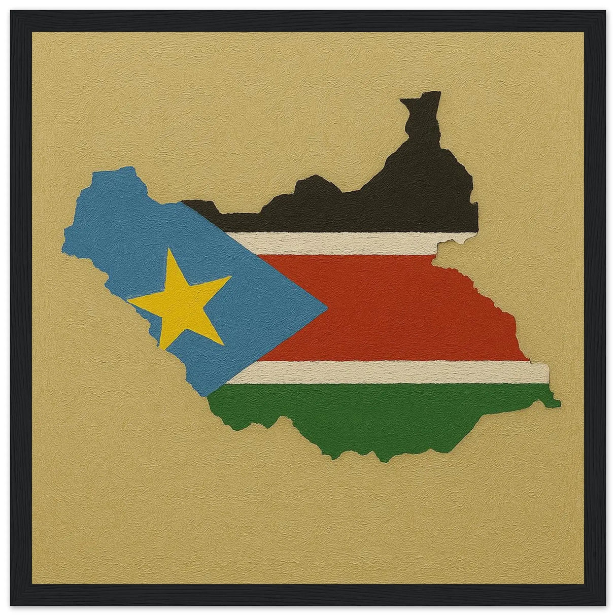 Cadre drapeau soudan du sud bois affiche encadrée déco