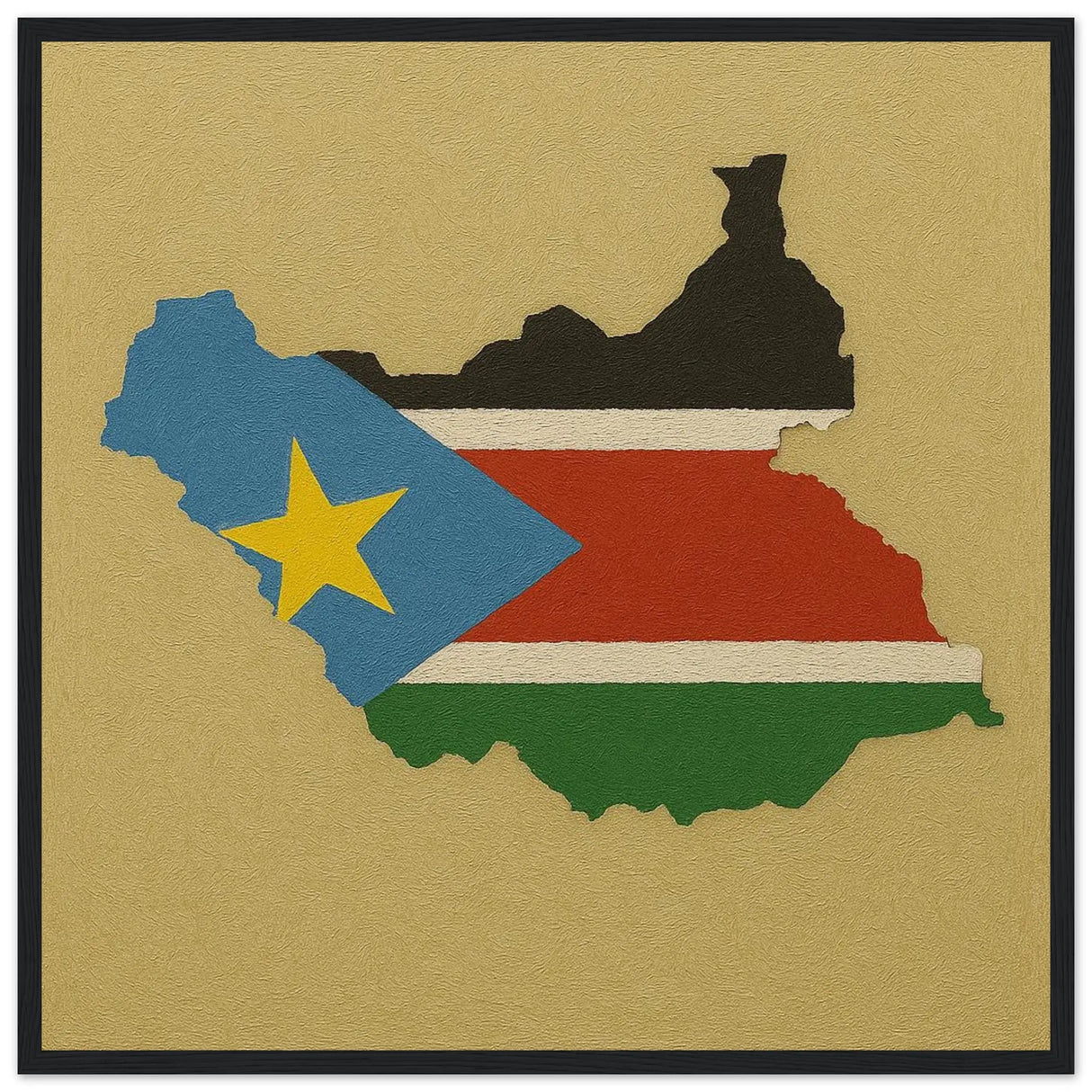 Cadre drapeau soudan du sud bois affiche encadrée déco