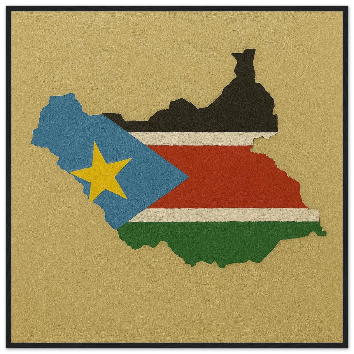 Cadre drapeau soudan du sud bois affiche encadrée déco