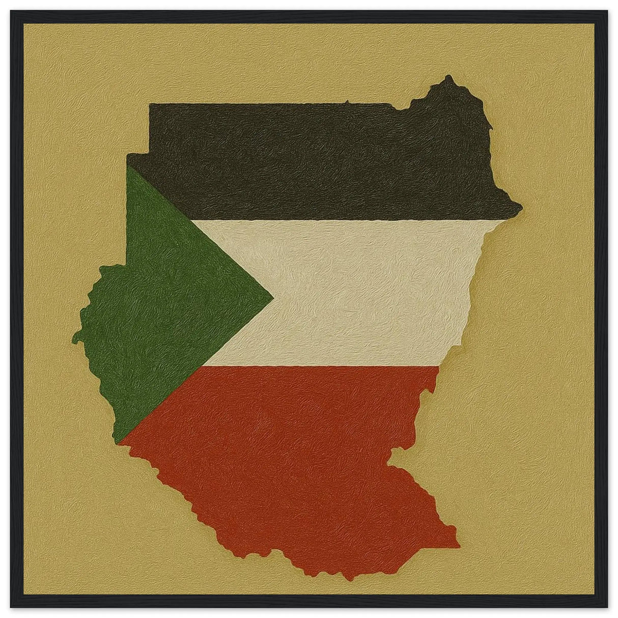 Cadre drapeau soudan en bois affiche encadrée décorative