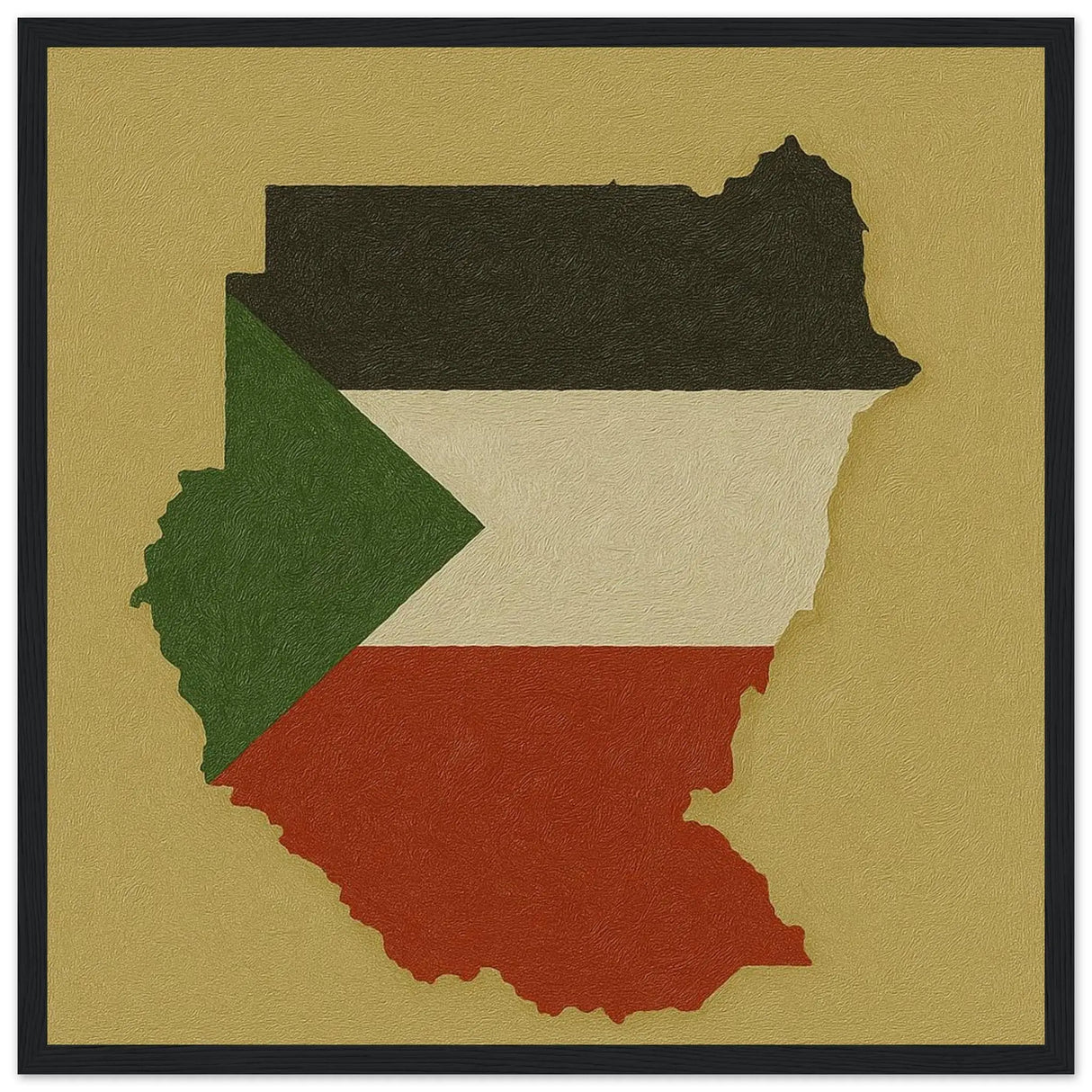 Cadre drapeau soudan en bois affiche encadrée décorative