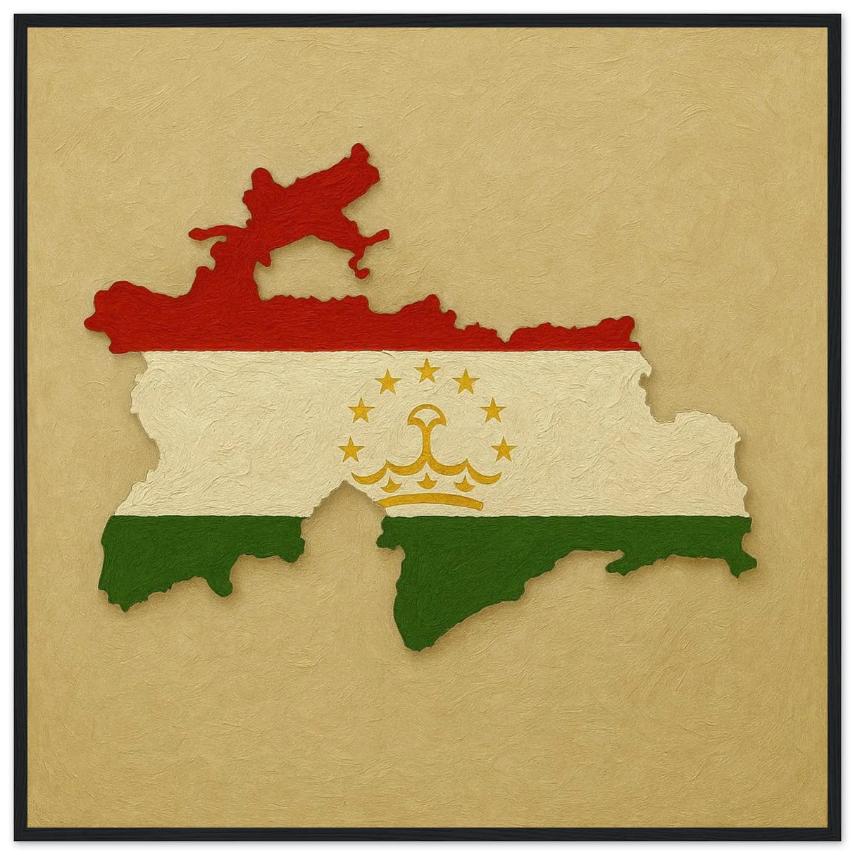 Cadre drapeau tadjikistan en bois finition élégante