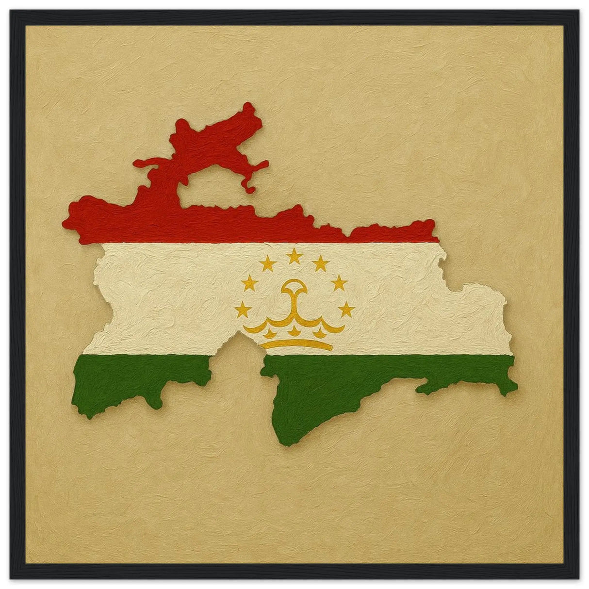 Cadre drapeau tadjikistan en bois finition élégante