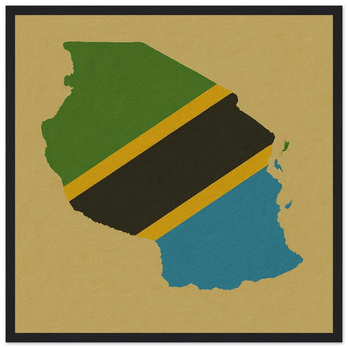 Cadre drapeau tanzanie bois élégant affiche encadrée déco