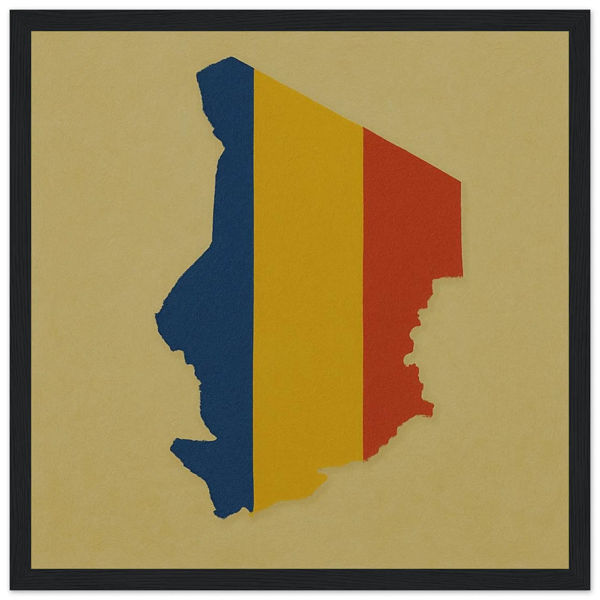 Cadre drapeau tchad en bois affiche encadrée décorative