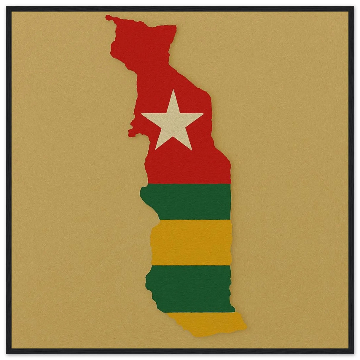 Cadre drapeau togo bois finition élégante affiche encadrée