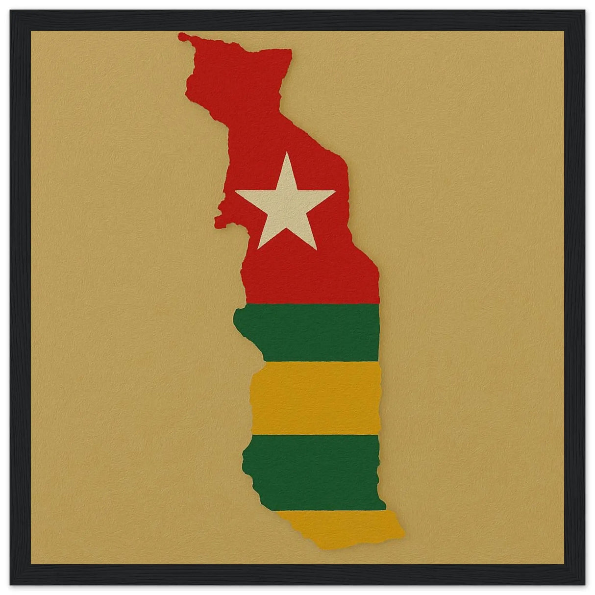 Cadre drapeau togo bois finition élégante affiche encadrée
