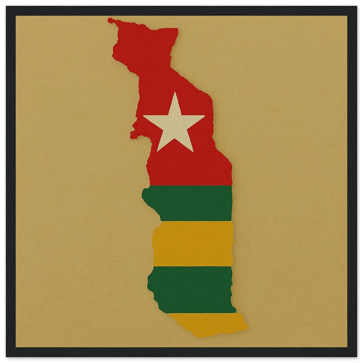 Cadre drapeau togo bois finition élégante affiche encadrée