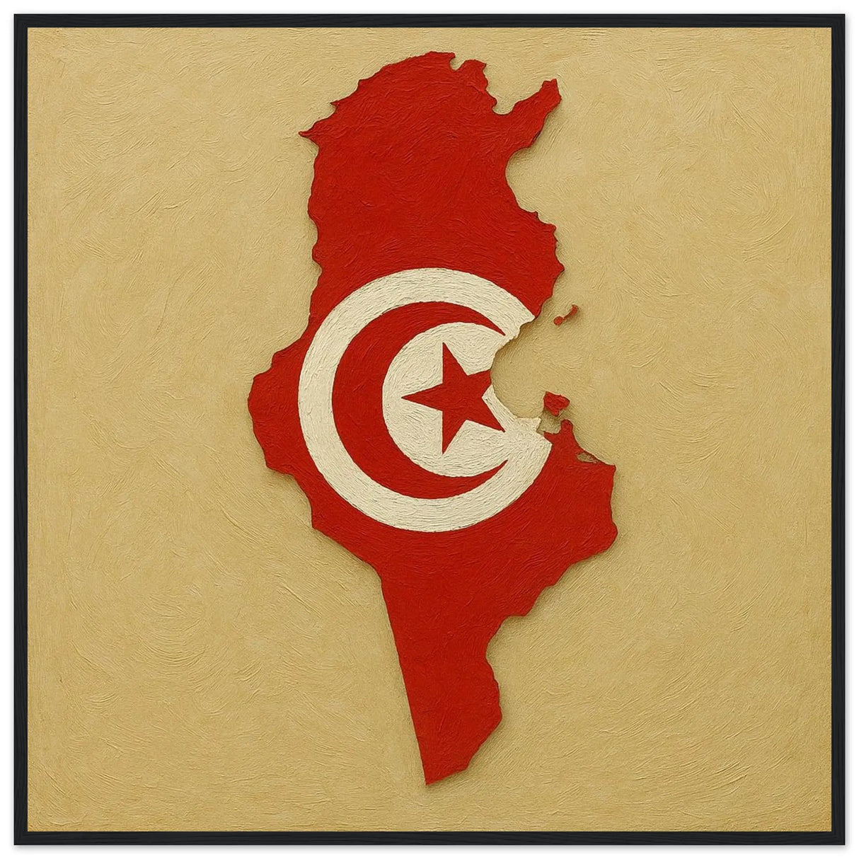 Cadre drapeau tunisie en bois affiche encadrée décorative