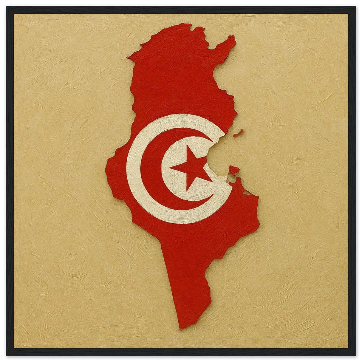 Cadre drapeau tunisie en bois affiche encadrée décorative