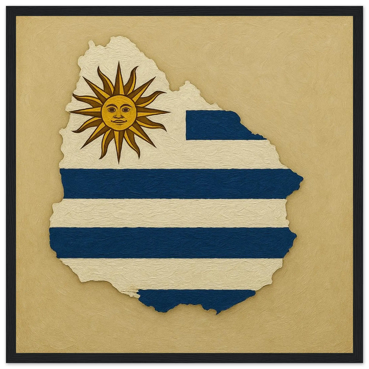 Cadre drapeau uruguay affiche encadrée bois décoratif