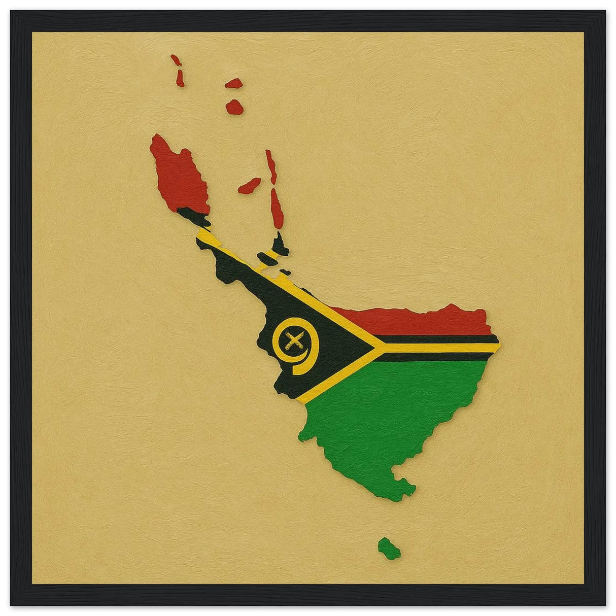 Cadre drapeau vanuatu en bois avec affiche encadrée élégante