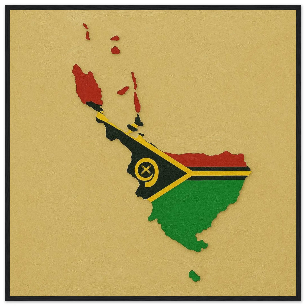 Cadre drapeau vanuatu en bois avec affiche encadrée élégante