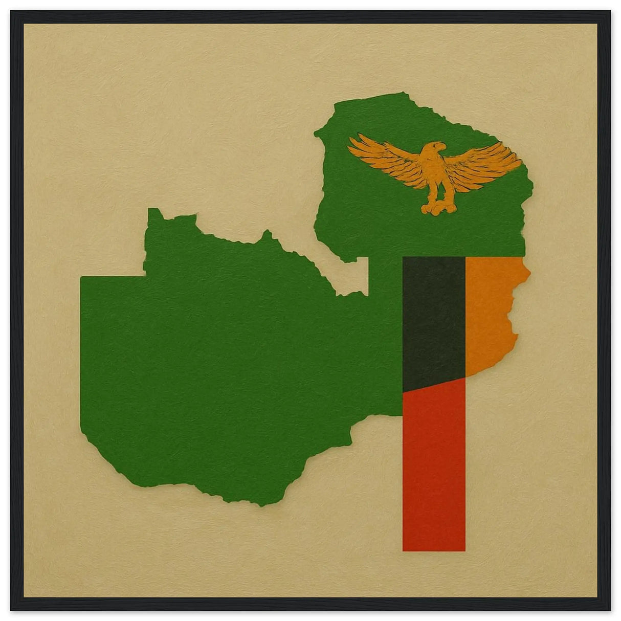 Cadre drapeau zambie en bois affiche encadrée décorative