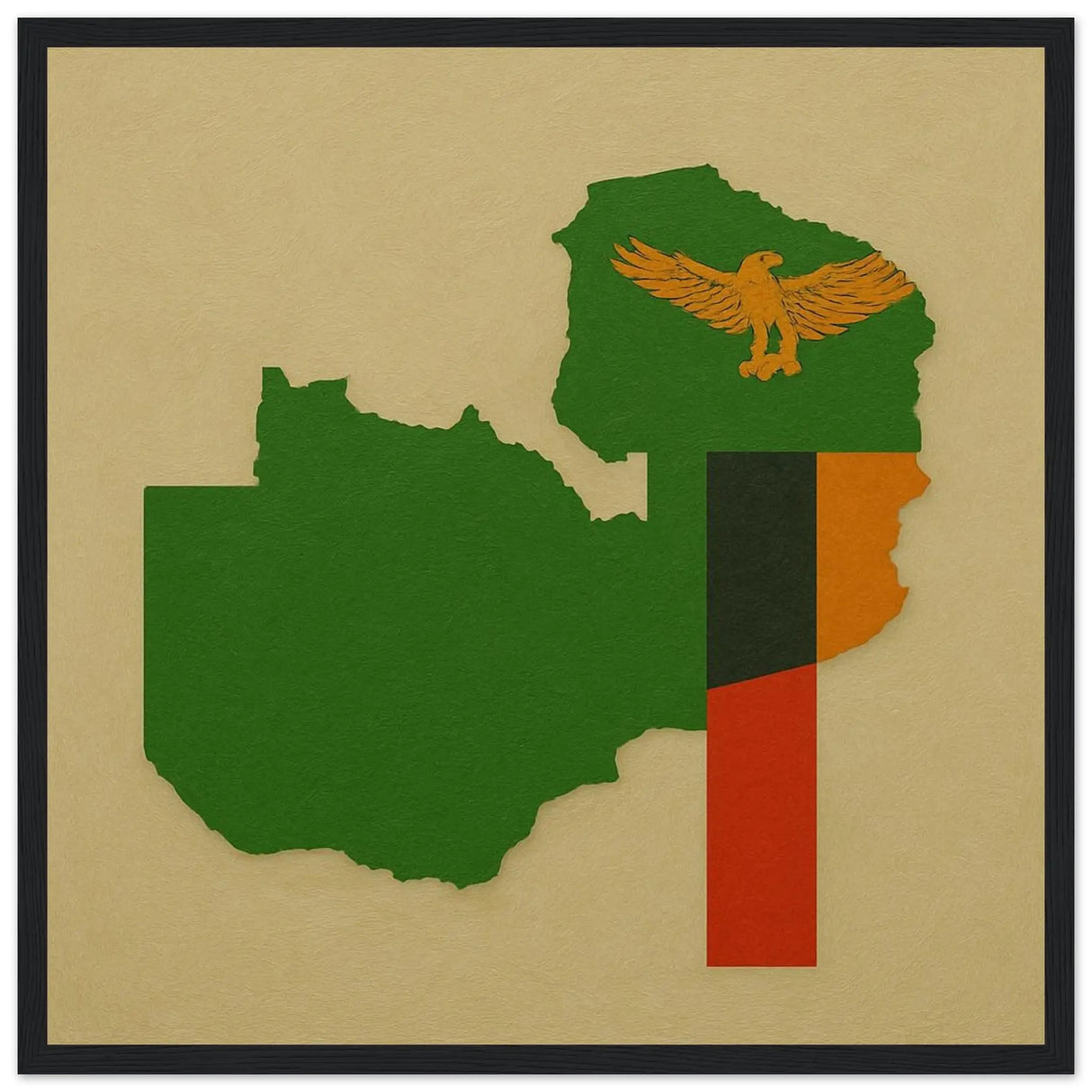 Cadre drapeau zambie en bois affiche encadrée décorative