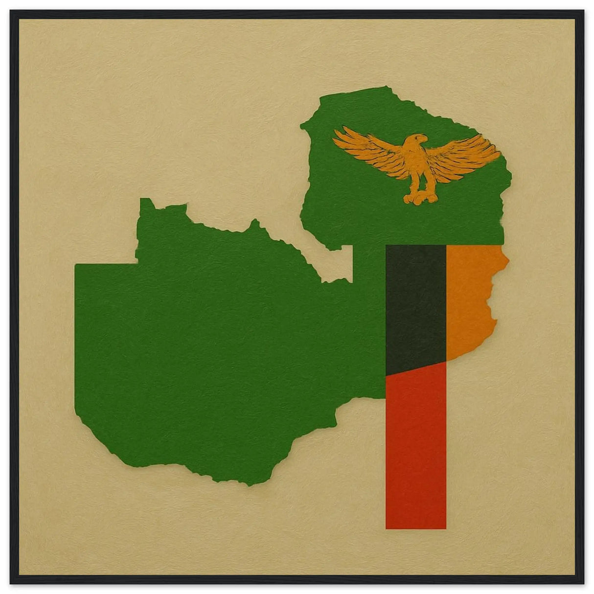 Cadre drapeau zambie en bois affiche encadrée décorative