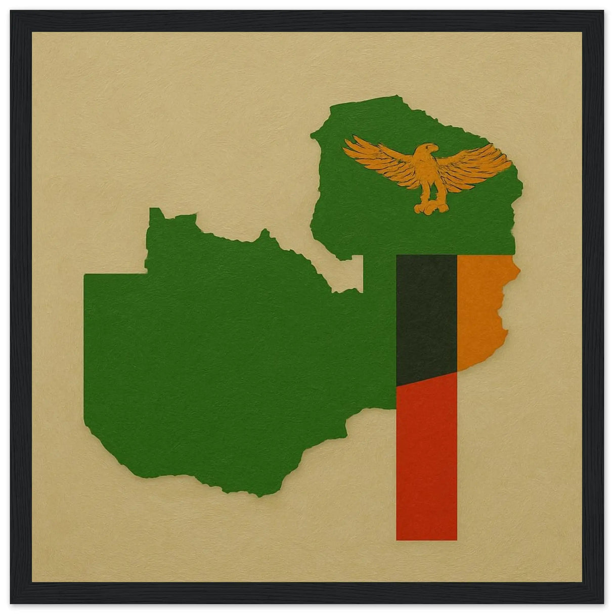 Cadre drapeau zambie en bois affiche encadrée décorative