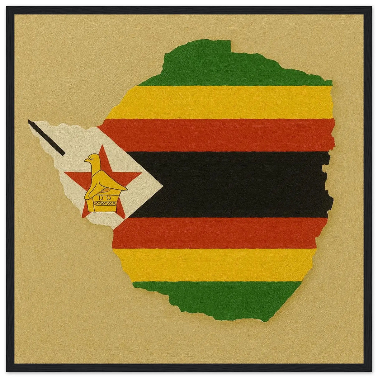 Cadre drapeau zimbabwe en bois finition décorative élégante