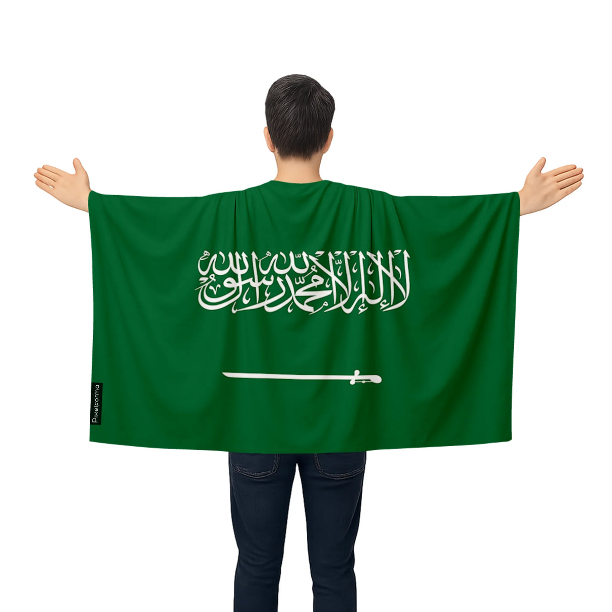 Cape drapeau arabie saoudite polyester léger à enfiler