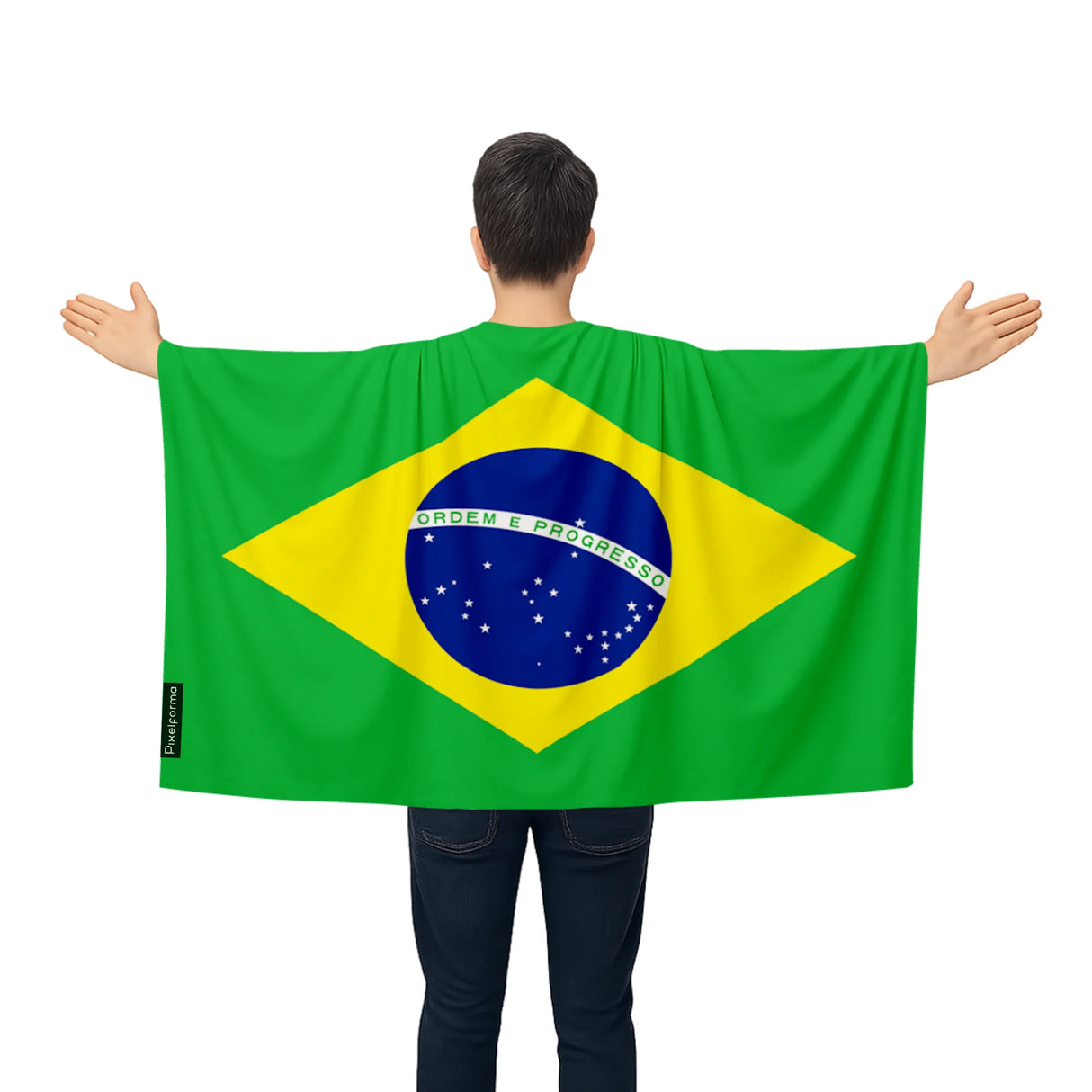 Cape drapeau brésil polyester léger pour événements sportifs