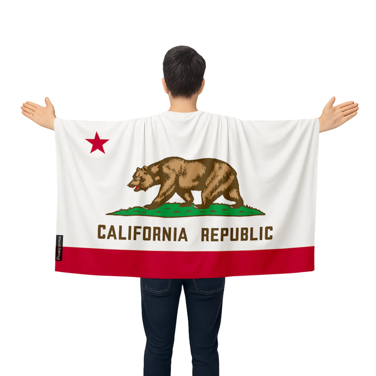 Cape drapeau californie polyester léger pour événements sportifs