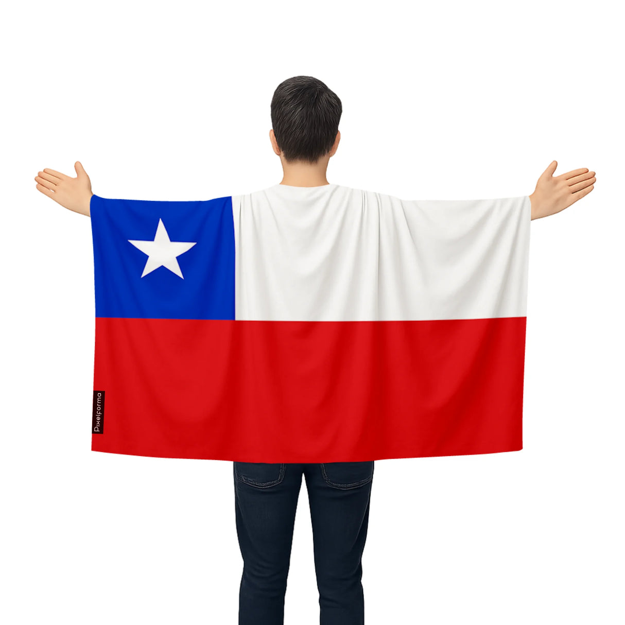 Cape drapeau chili polyester léger à enfiler pour événements sportifs