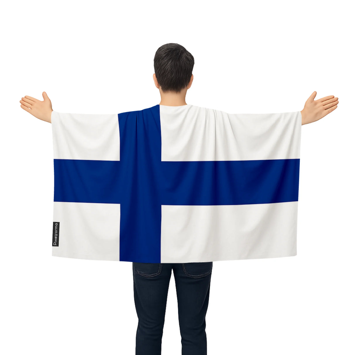 Cape drapeau finlande polyester léger à enfiler événement