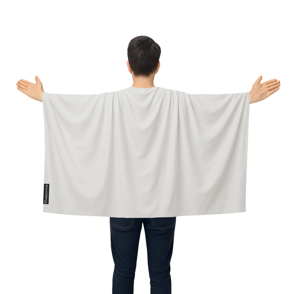 Cape drapeau france gris clair polyester léger à enfiler