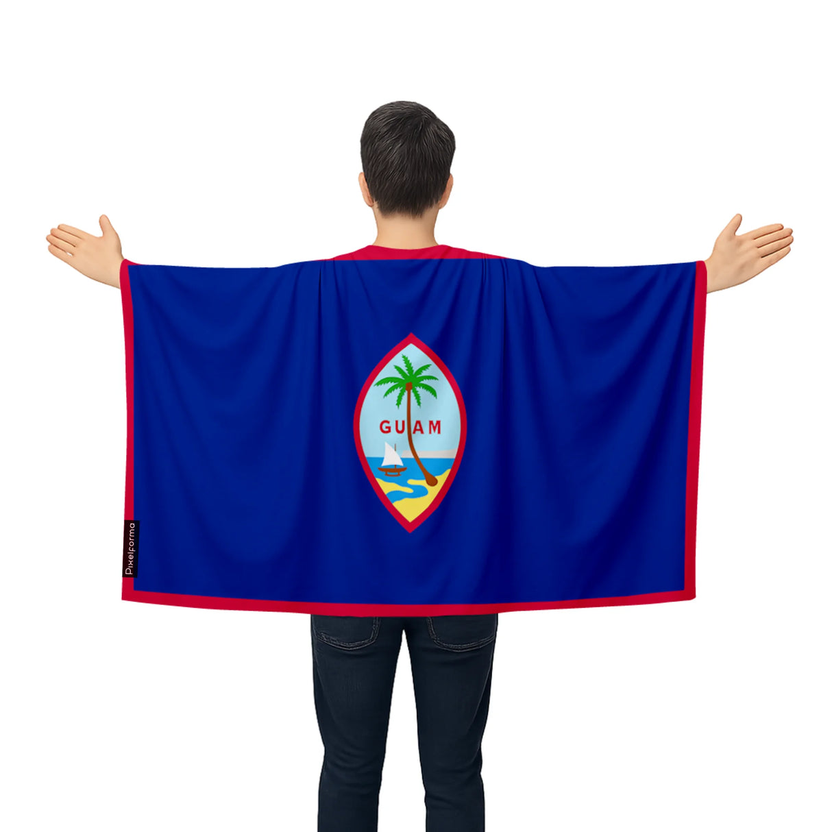 Cape drapeau guam polyester léger pour événements sportifs