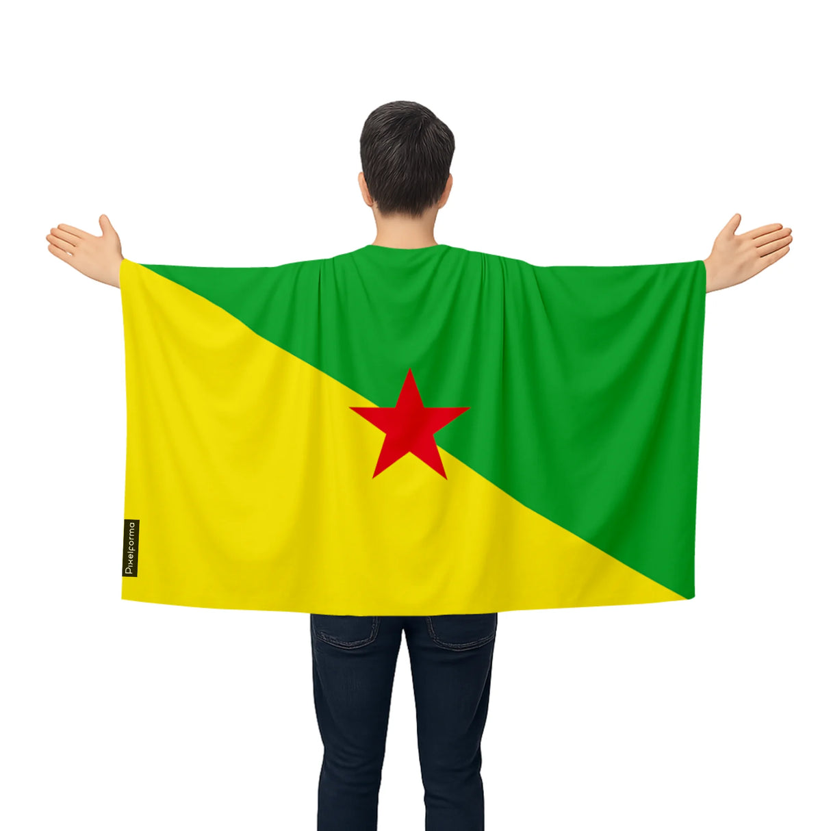 Cape drapeau guyane polyester léger pour événements sportifs