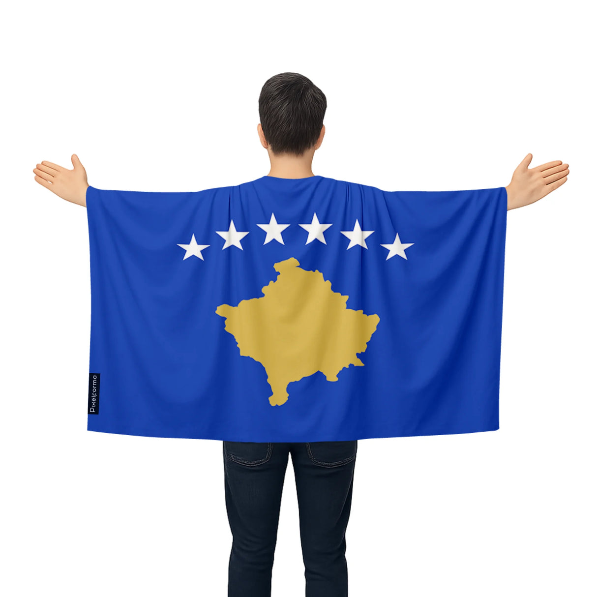 Cape drapeau kosovo polyester léger pour événements sportifs