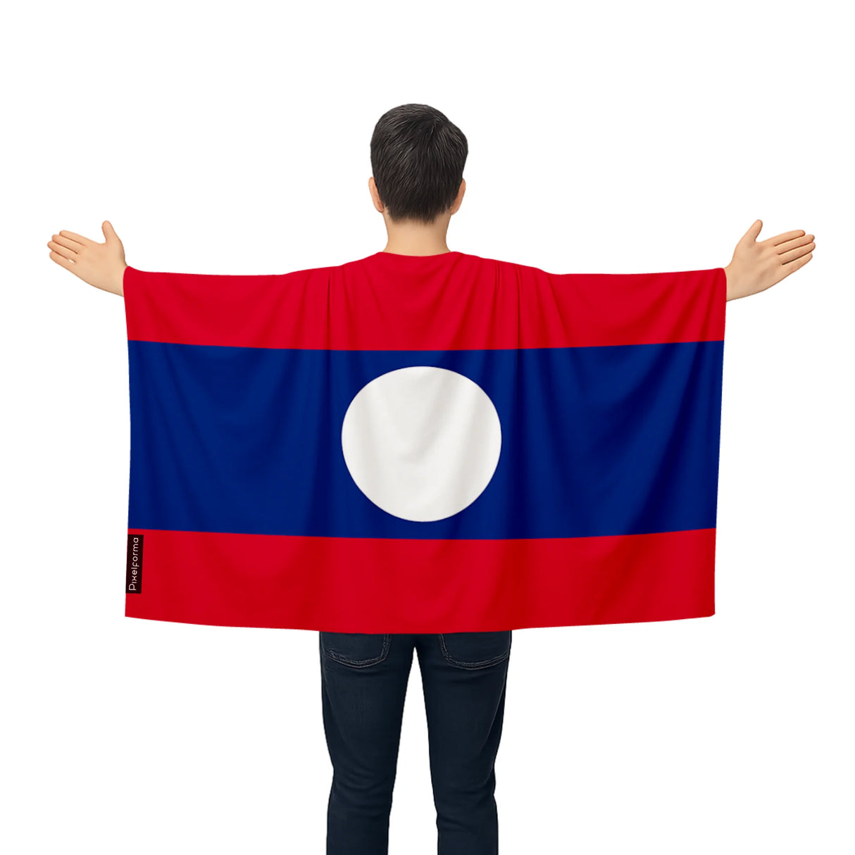 Cape drapeau laos polyester léger à enfiler événements sportifs