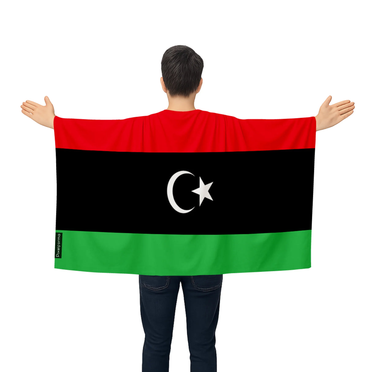 Cape drapeau libye polyester léger pour événements sportifs