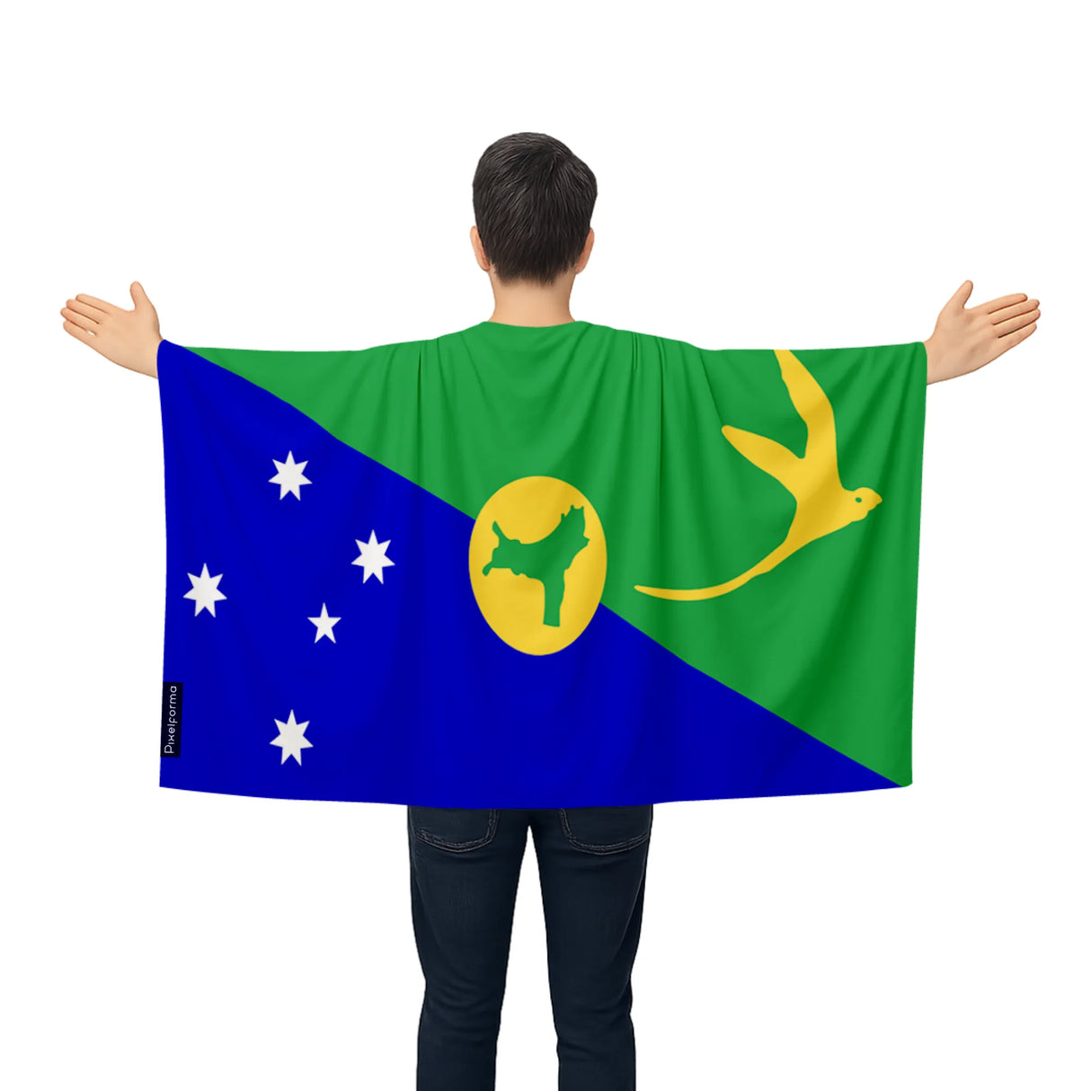 Cape drapeau l’île christmas polyester léger modèle à enfiler