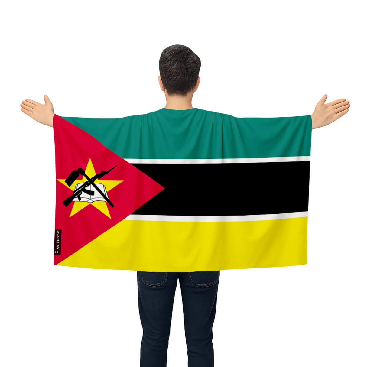 Cape drapeau mozambique polyester léger pour événements sportifs