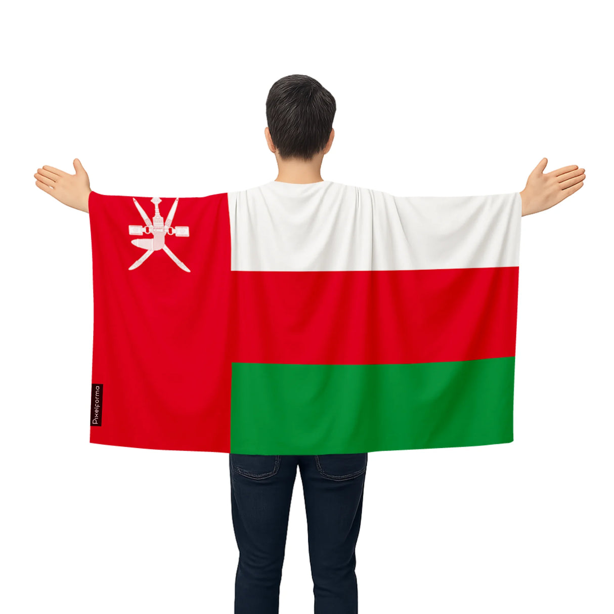 Cape drapeau oman polyester léger à enfiler événements sportifs