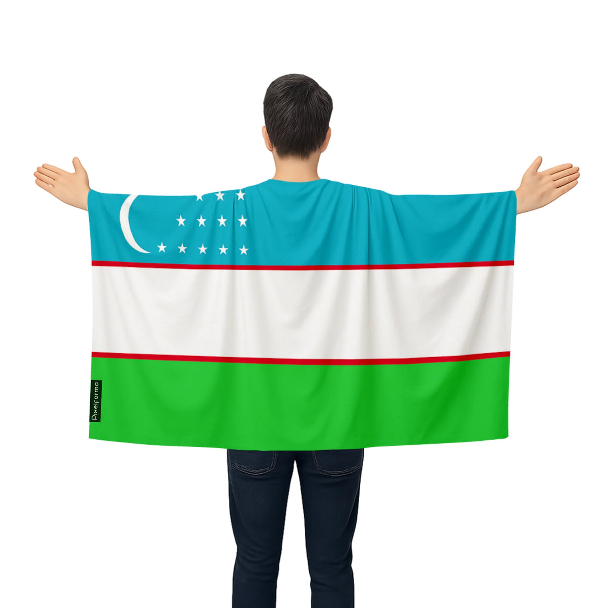 Cape drapeau ouzbékistan polyester léger à enfiler