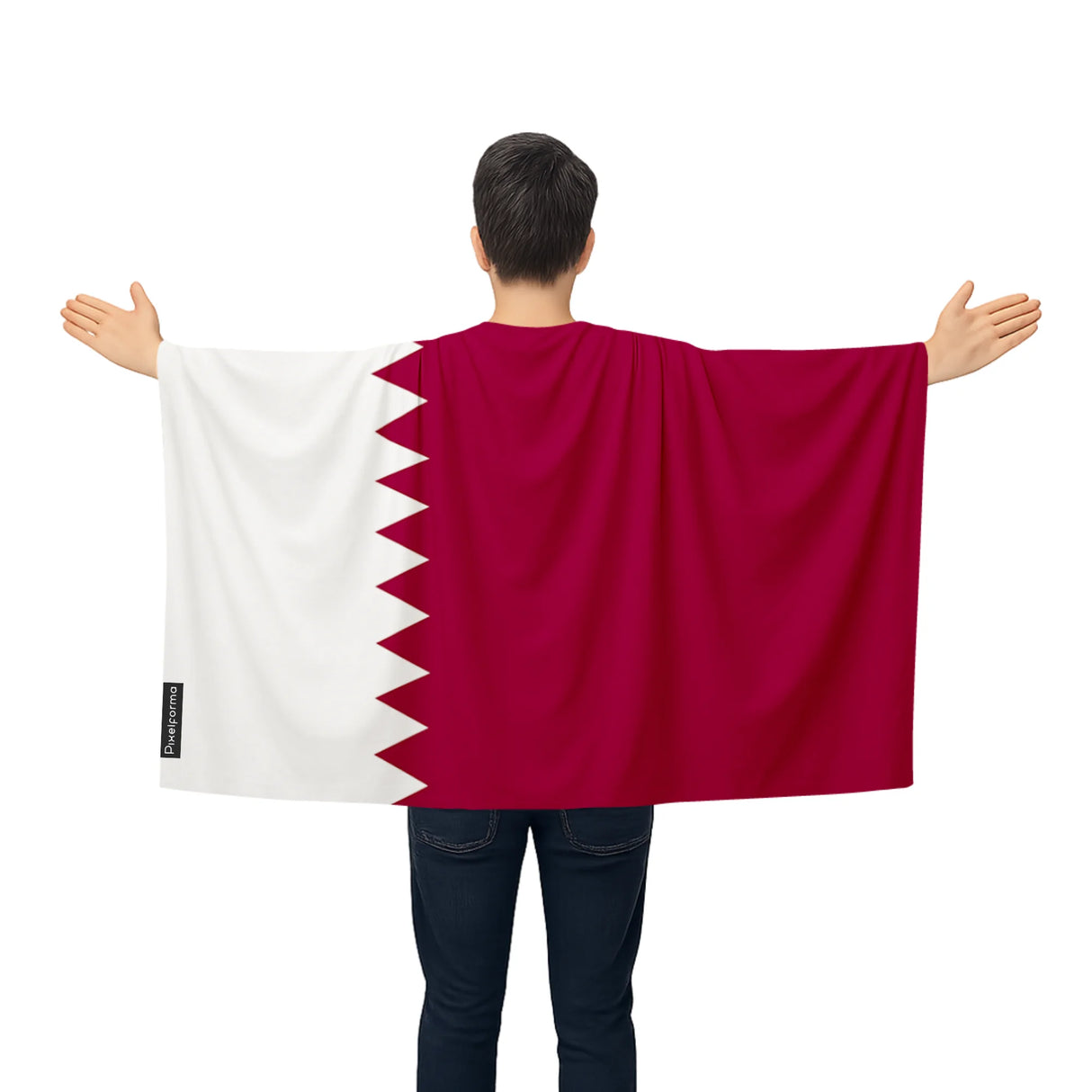 Cape drapeau qatar polyester léger à enfiler pour événements