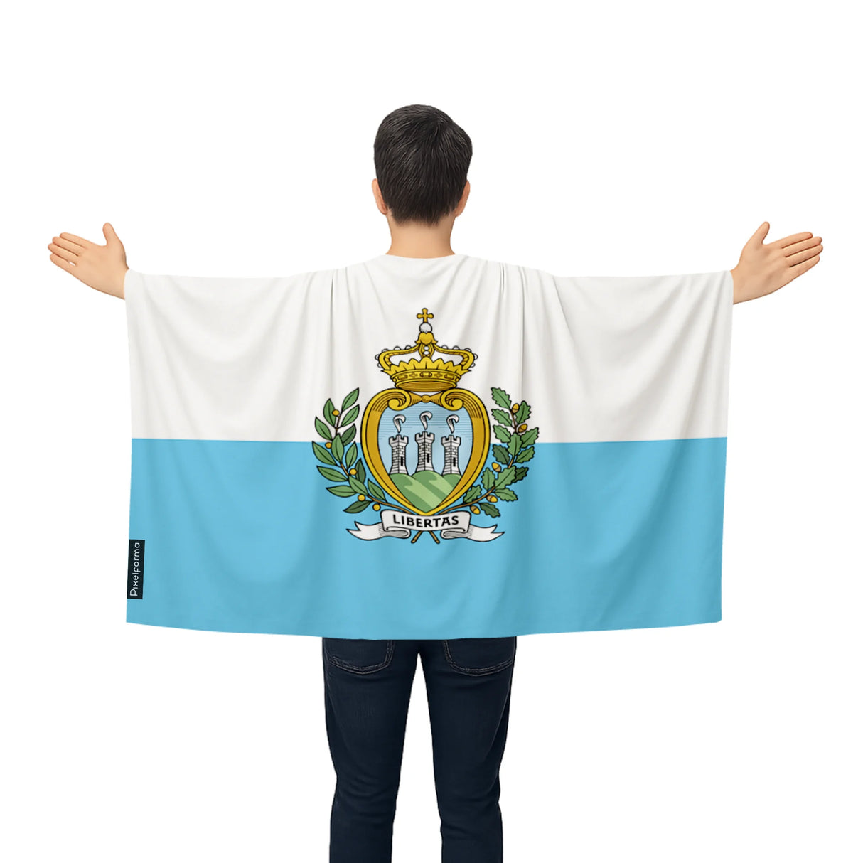 Cape drapeau saint-marin polyester léger à enfiler