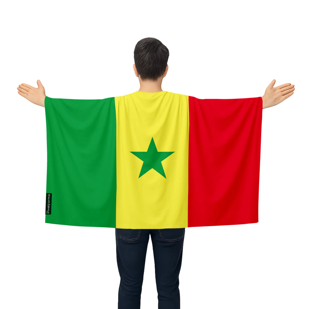 Cape drapeau sénégal polyester léger pour événements sportifs