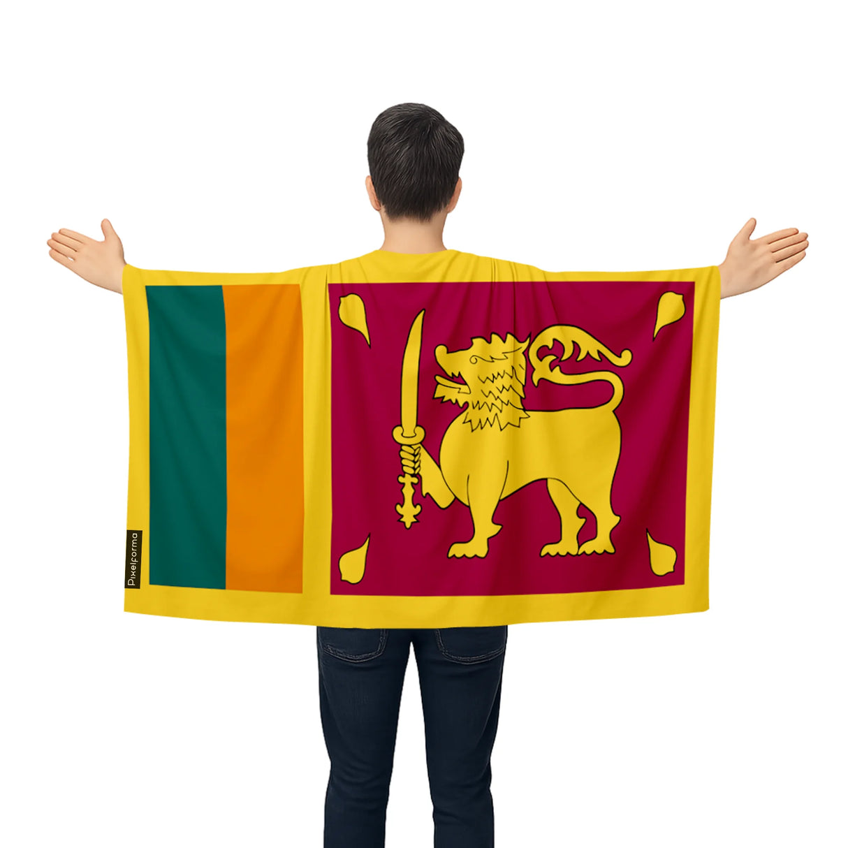 Cape drapeau sri lanka polyester léger à enfiler événement