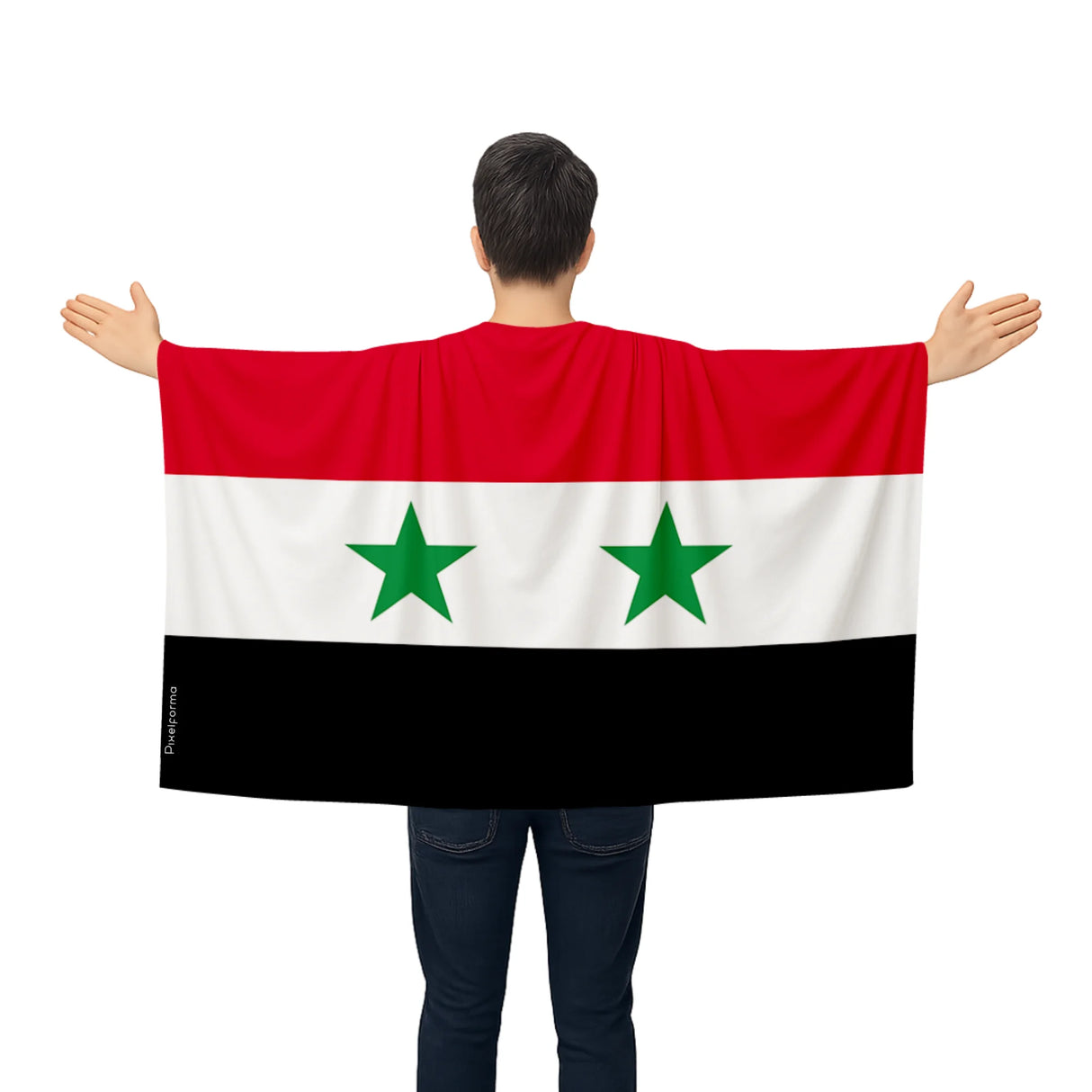 Cape drapeau syrie polyester léger pour événements sportifs