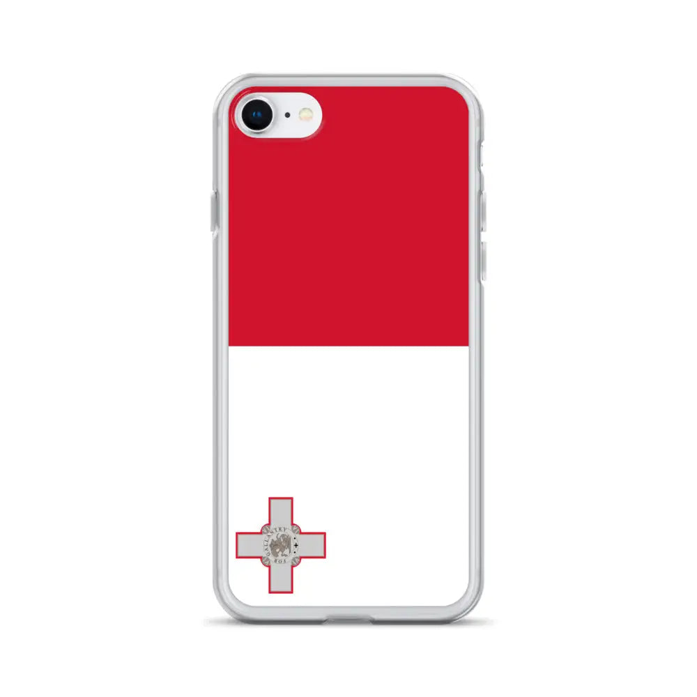 Coque iphone drapeau malte souple antichoc transparente