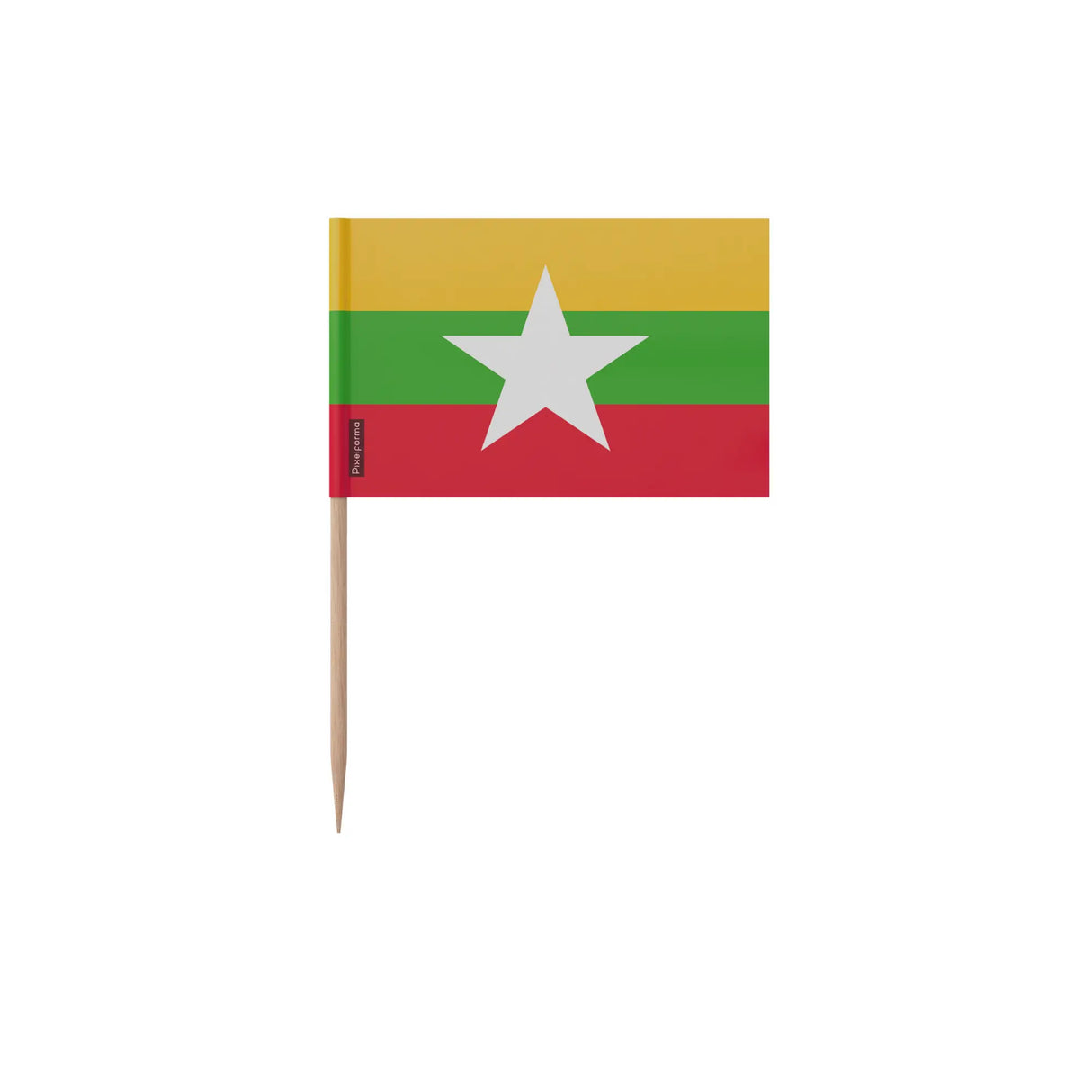 Cure-dents drapeau birmanie plastique adhésif bambou