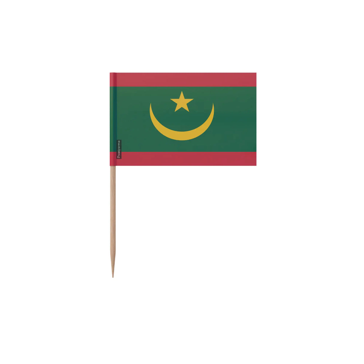 Cure-dents drapeau mauritanie bambou plastique adhésif