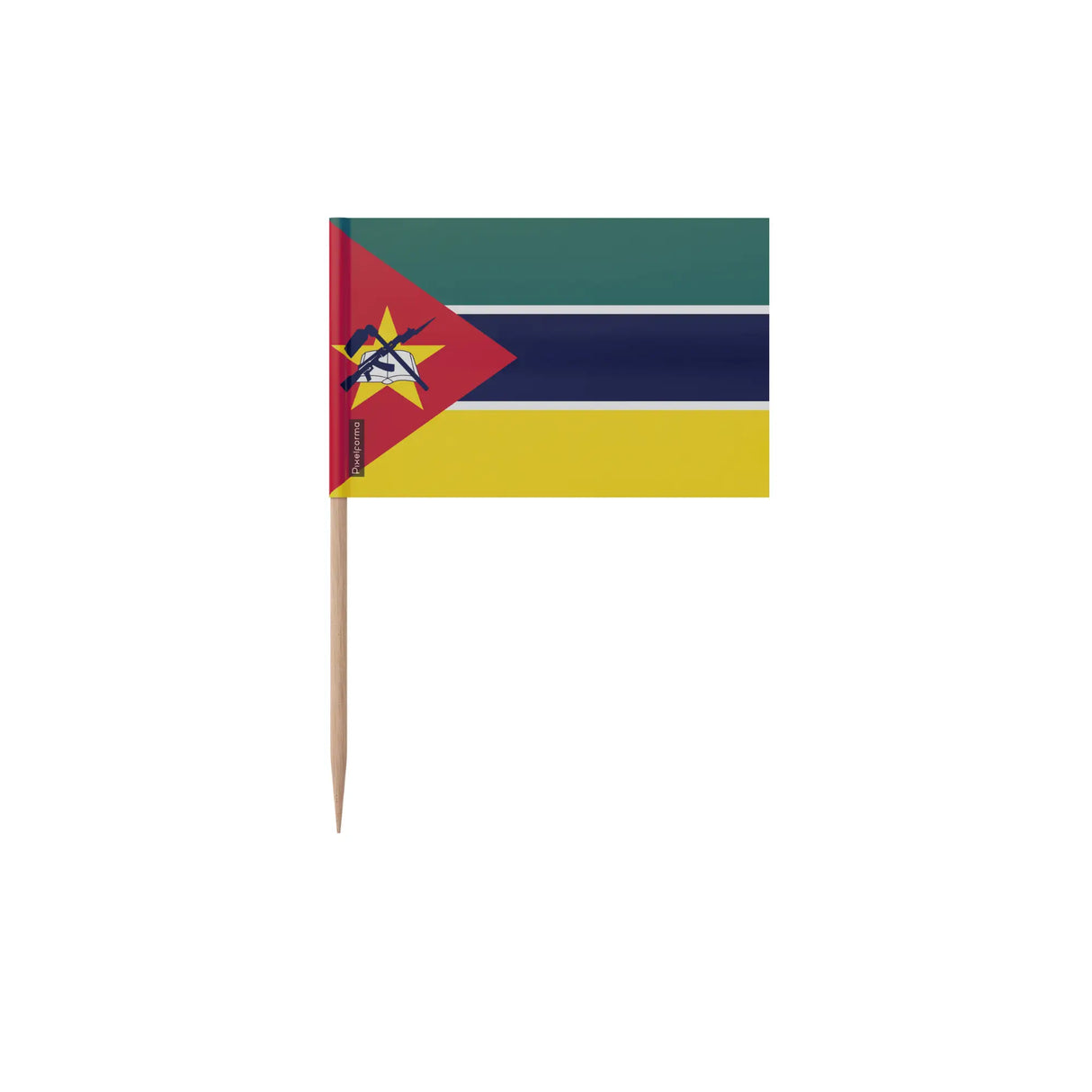 Cure-dents drapeau mozambique bambou et plastique adhésif