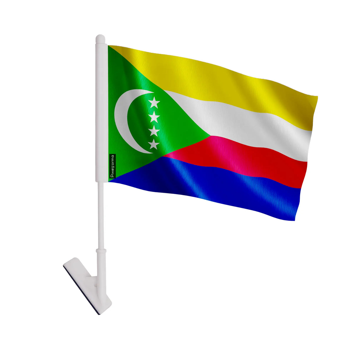 Drapeau adhésif comores polyester souple facile à coller