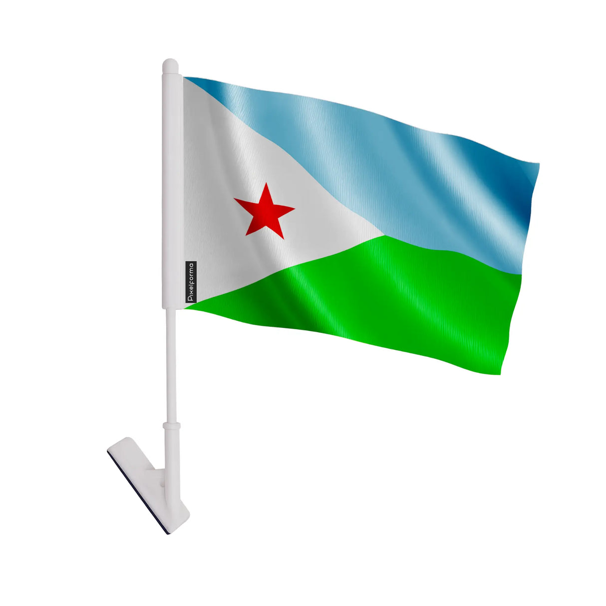 Drapeau adhésif djibouti polyester souple facile à coller