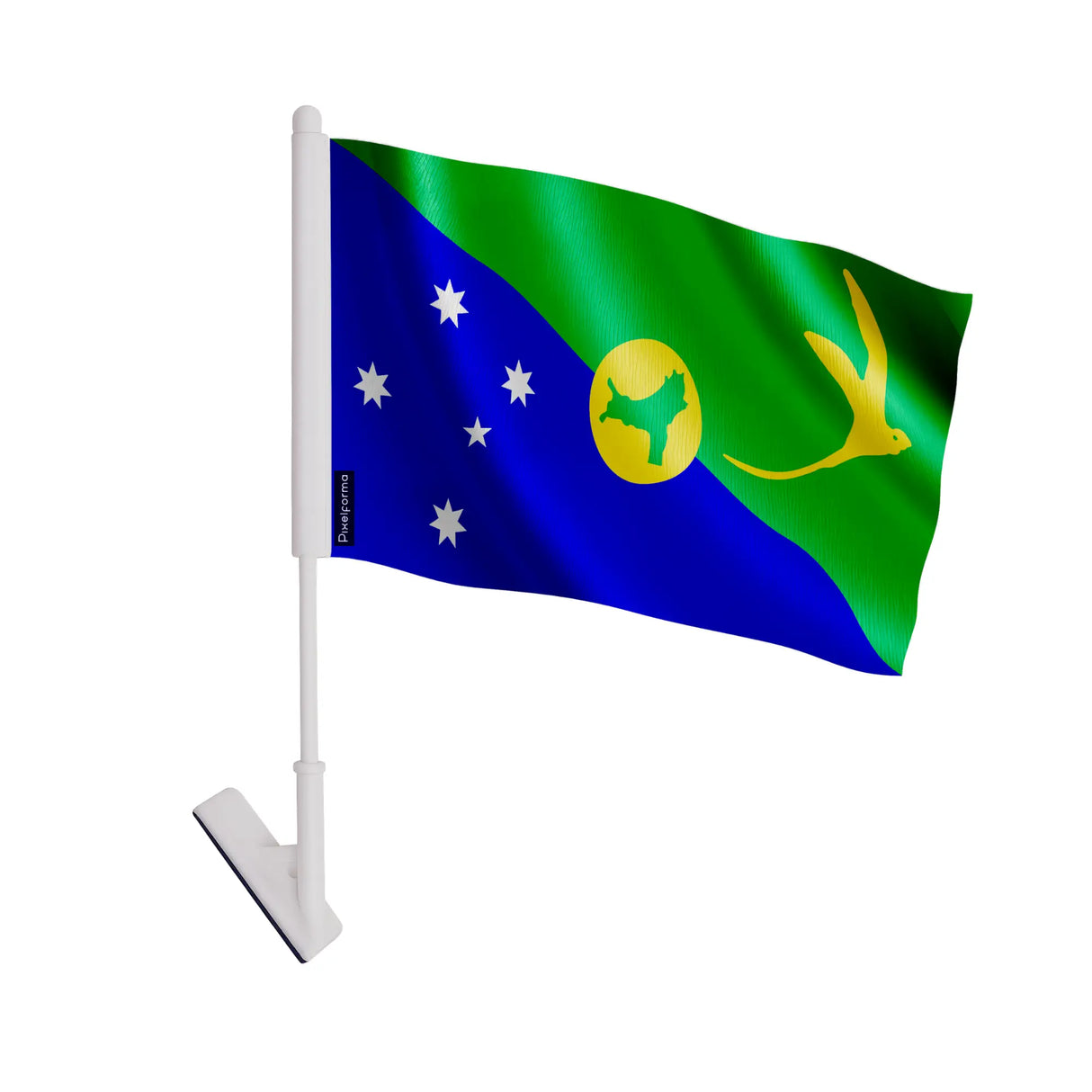 Drapeau adhésif île christmas polyester souple facile à coller